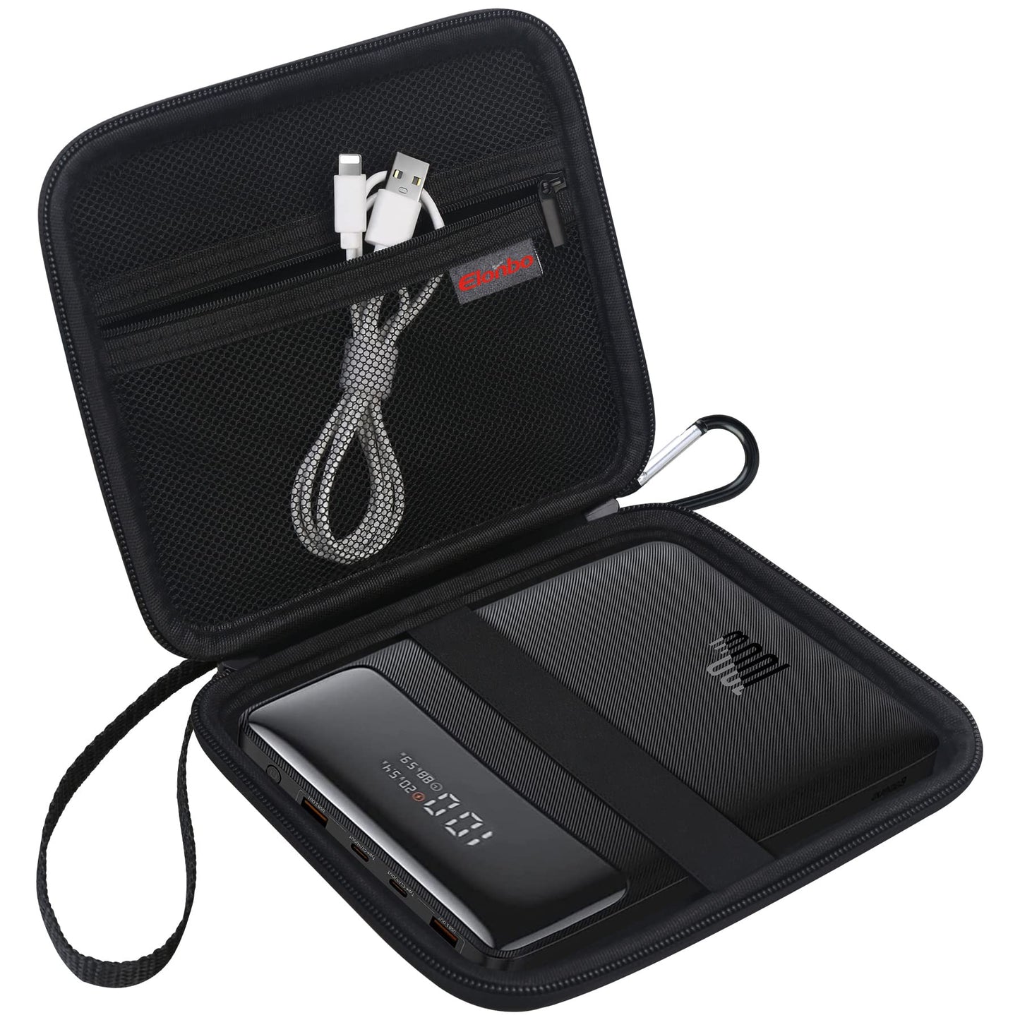 Carrying Case for Power Bank 20000mAh 100W PD Fast Charging Portable Charger Travel Bag Portable Laptop Charger Storage Holder Extra Mesh Pocket Fits Cable. Black (CASE ONLY)