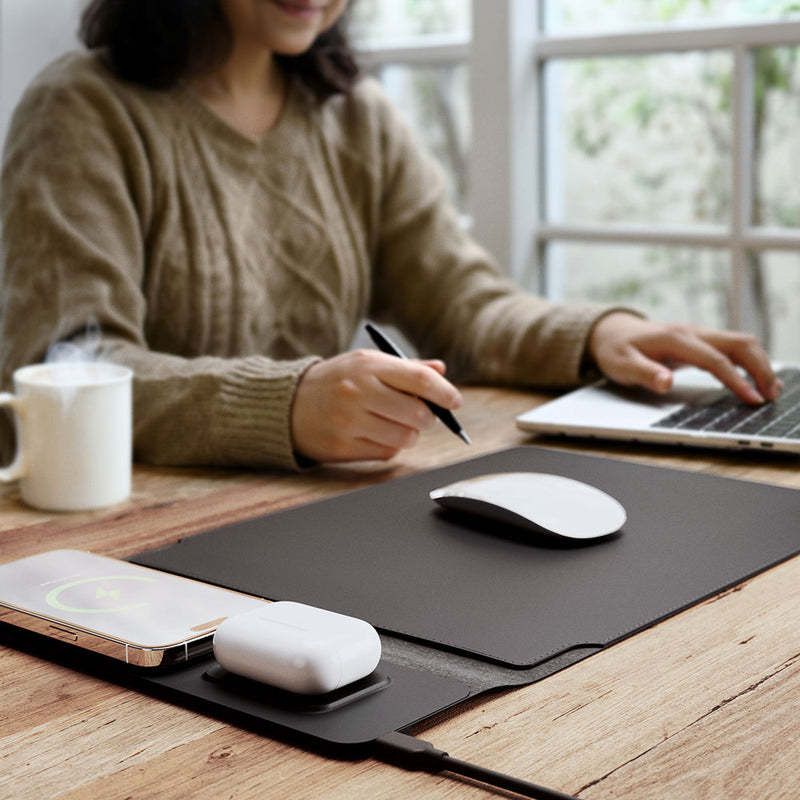 Portable Laptop Sleeve with Wireless Charging Desk Mat
